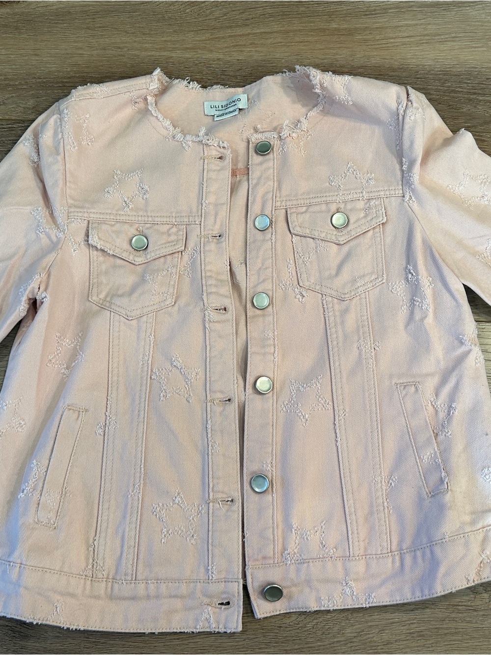 Lili sidonio women’s blush Light Pink Star Embroidered Jacket